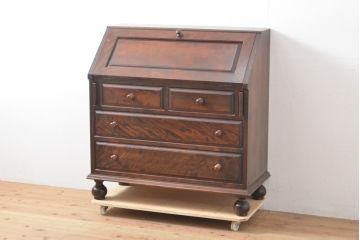 中古　美品　松本民芸家具　H型　ボールフットが特徴的なライティングビューロー(簿記机、在宅ワーク、在宅用ワークデスク、チェスト)(R-054378)