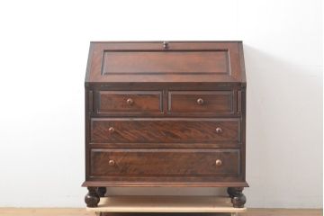 中古　美品　松本民芸家具　H型　ボールフットが特徴的なライティングビューロー(簿記机、在宅ワーク、在宅用ワークデスク、チェスト)(R-054378)