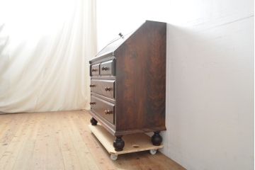中古　美品　松本民芸家具　H型　ボールフットが特徴的なライティングビューロー(簿記机、在宅ワーク、在宅用ワークデスク、チェスト)(R-054378)