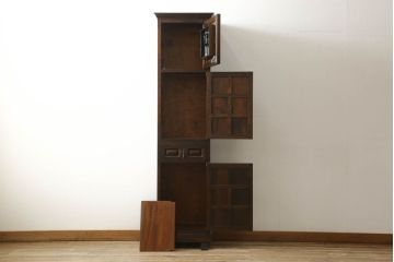中古　美品　松本民芸家具　上品かつクラシカルな印象を高めるA型時計台(定価約72万円)(ホールクロック、戸棚)(R-054379)