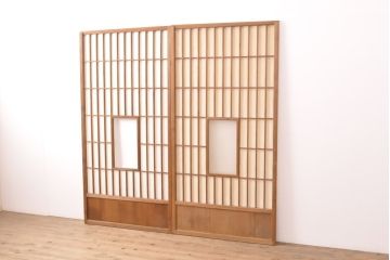 アンティーク建具　レトロな雰囲気の障子戸2枚(引き戸、建具)(R-054383)