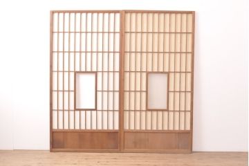 アンティーク建具　レトロな雰囲気の障子戸2枚(引き戸、建具)(R-054383)