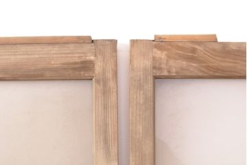 アンティーク建具　異なるガラスの質感が面白いガラス戸2枚(引き戸、建具)(R-054384)