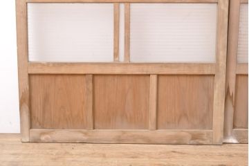 アンティーク建具　異なるガラスの質感が面白いガラス戸2枚(引き戸、建具)(R-054384)