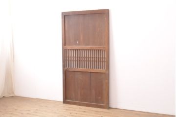 アンティーク建具　大正期の趣漂う格子帯戸1枚(引き戸、板戸、建具)(R-054386)