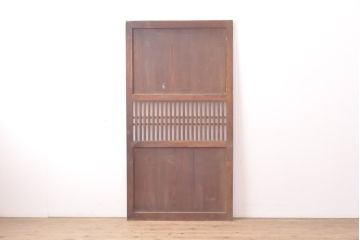 アンティーク建具　大正期の趣漂う格子帯戸1枚(引き戸、板戸、建具)(R-054386)