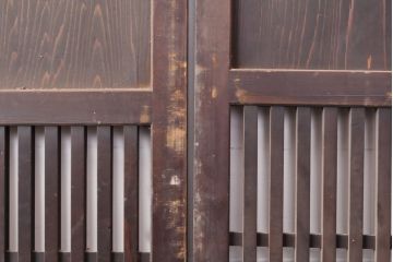 アンティーク建具　落ち着いた色合いの格子帯戸2枚(引き戸、板戸、建具)(R-054387)