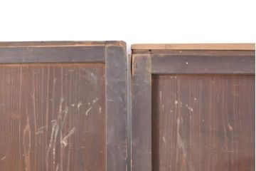 アンティーク建具　落ち着いた色合いの格子帯戸2枚(引き戸、板戸、建具)(R-054387)