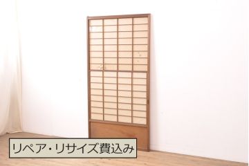 アンティーク建具　日本風情が感じられる雪見障子戸1枚(引き戸、擦り上げ障子戸、擦上障子戸、摺り上げ障子戸、建具)(R-054388)