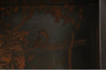 大正時代アンティーク　立派な蒔絵入り　味のある佇まいが魅力的な飾り棚(茶棚、茶箪笥、戸棚)(R-054392)