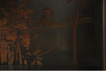 大正時代アンティーク　立派な蒔絵入り　味のある佇まいが魅力的な飾り棚(茶棚、茶箪笥、戸棚)(R-054392)