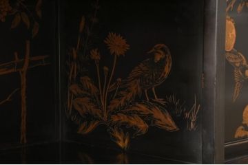 大正時代アンティーク　立派な蒔絵入り　味のある佇まいが魅力的な飾り棚(茶棚、茶箪笥、戸棚)(R-054392)