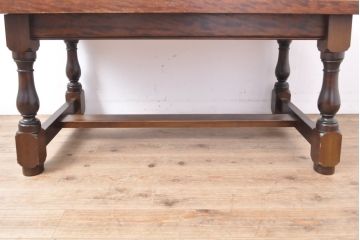 中古　特注品　松本民芸家具　さくらんぼの絵柄がかわいらしいタイルトップテーブル(作業台、センターテーブル、リビングテーブル)(R-054395)