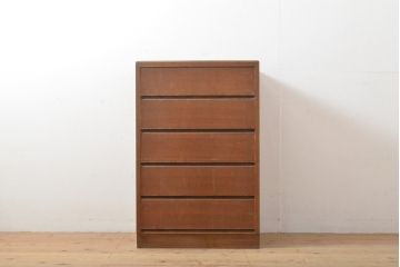 昭和レトロ　シンプルなデザインで取り入れやすいチェスト(引き出し、タンス)(R-054399)