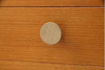 和製ビンテージ　チーク材　直線的なデザインが格好良いニーホールデスク(両袖机、在宅ワーク、在宅用ワークデスク、オフィスデスク、ヴィンテージ)(R-054410)