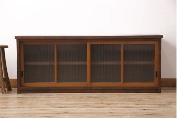 ラフジュ工房オリジナル　古建具リメイク　インテリア好きさんに人気のモールガラス入りテレビ台(ローボード、テレビボード、収納棚、戸棚)(R-054411)