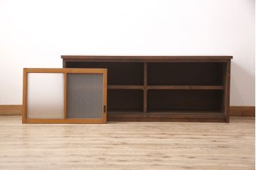 ラフジュ工房オリジナル　古建具リメイク　インテリア好きさんに人気のモールガラス入りテレビ台(ローボード、テレビボード、収納棚、戸棚)(R-054411)