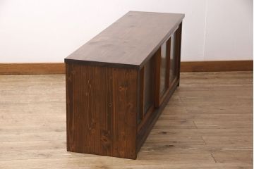 ラフジュ工房オリジナル　古建具リメイク　インテリア好きさんに人気のモールガラス入りテレビ台(ローボード、テレビボード、収納棚、戸棚)(R-054411)