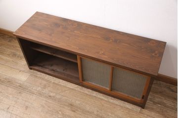 ラフジュ工房オリジナル　古建具リメイク　インテリア好きさんに人気のモールガラス入りテレビ台(ローボード、テレビボード、収納棚、戸棚)(R-054411)