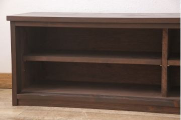 和製アンティーク　古建具リメイク　組子とモールガラス入り　モダンなデザインが魅力的なテレビ台(ローボード、テレビボード、収納棚)(R-054412)