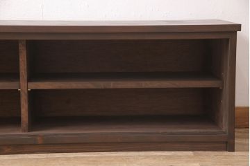 和製アンティーク　古建具リメイク　組子とモールガラス入り　モダンなデザインが魅力的なテレビ台(ローボード、テレビボード、収納棚)(R-054412)