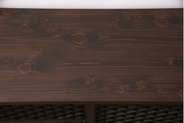 和製アンティーク　古建具リメイク　組子とモールガラス入り　モダンなデザインが魅力的なテレビ台(ローボード、テレビボード、収納棚)(R-054412)