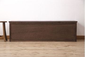 和製アンティーク　古建具リメイク　組子とモールガラス入り　モダンなデザインが魅力的なテレビ台(ローボード、テレビボード、収納棚)(R-054412)