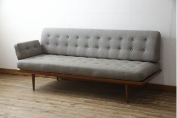 希少　美品　デンマークビンテージ　チーク材　France&Son(フランス&サン)　人気の北欧インテリアづくりにおすすめな3人掛けソファ(トリプルソファ、アームソファ、三人掛け、ヴィンテージ)(R-054419)