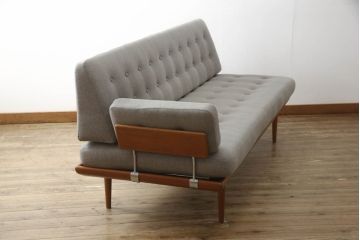 希少　美品　デンマークビンテージ　チーク材　France&Son(フランス&サン)　人気の北欧インテリアづくりにおすすめな3人掛けソファ(トリプルソファ、アームソファ、三人掛け、ヴィンテージ)(R-054419)