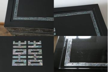中古　韓国民芸家具　隅々まで施された螺鈿細工が華やかな収納棚(定価約85万円)(戸棚、キャビネット)(R-054422)