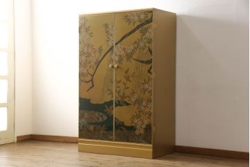 中古　最高級品　宝石象嵌工芸品　光泉　光雲　蒔絵　圧巻!色とりどりの輝きを放つ宝石が空間を華やかに彩る整理タンス(着物箪笥、引き出し、チェスト、収納箪笥)(R-054423)