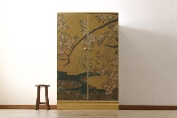 中古　最高級品　宝石象嵌工芸品　光泉　光雲　蒔絵　圧巻!色とりどりの輝きを放つ宝石が空間を華やかに彩る整理タンス(着物箪笥、引き出し、チェスト、収納箪笥)(R-054423)
