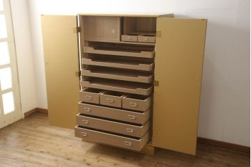 中古　最高級品　宝石象嵌工芸品　光泉　光雲　蒔絵　圧巻!色とりどりの輝きを放つ宝石が空間を華やかに彩る整理タンス(着物箪笥、引き出し、チェスト、収納箪笥)(R-054423)