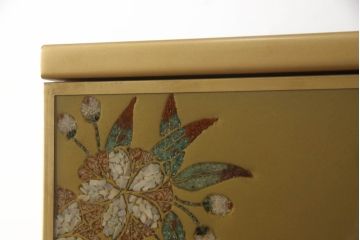 中古　最高級品　宝石象嵌工芸品　光泉　光雲　蒔絵　圧巻!色とりどりの輝きを放つ宝石が空間を華やかに彩る整理タンス(着物箪笥、引き出し、チェスト、収納箪笥)(R-054423)