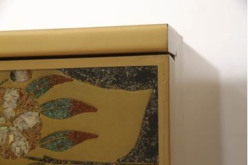 中古　最高級品　宝石象嵌工芸品　光泉　光雲　蒔絵　圧巻!色とりどりの輝きを放つ宝石が空間を華やかに彩る整理タンス(着物箪笥、引き出し、チェスト、収納箪笥)(R-054423)