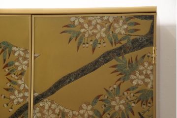 中古　最高級品　宝石象嵌工芸品　光泉　光雲　蒔絵　圧巻!色とりどりの輝きを放つ宝石が空間を華やかに彩る整理タンス(着物箪笥、引き出し、チェスト、収納箪笥)(R-054423)