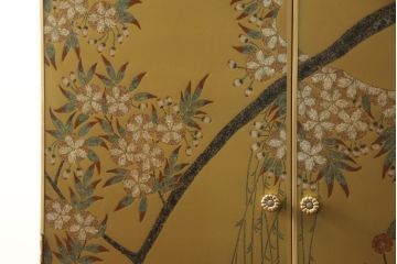 中古　最高級品　宝石象嵌工芸品　光泉　光雲　蒔絵　圧巻!色とりどりの輝きを放つ宝石が空間を華やかに彩る整理タンス(着物箪笥、引き出し、チェスト、収納箪笥)(R-054423)