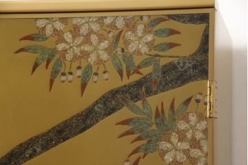 中古　最高級品　宝石象嵌工芸品　光泉　光雲　蒔絵　圧巻!色とりどりの輝きを放つ宝石が空間を華やかに彩る整理タンス(着物箪笥、引き出し、チェスト、収納箪笥)(R-054423)