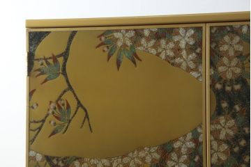 中古　最高級品　宝石象嵌工芸品　光泉　光雲　蒔絵　圧巻!色とりどりの輝きを放つ宝石が空間を華やかに彩る整理タンス(着物箪笥、引き出し、チェスト、収納箪笥)(R-054428)