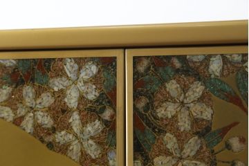 中古　最高級品　宝石象嵌工芸品　光泉　光雲　蒔絵　圧巻!色とりどりの輝きを放つ宝石が空間を華やかに彩る整理タンス(着物箪笥、引き出し、チェスト、収納箪笥)(R-054428)