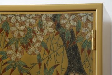 中古　最高級品　宝石象嵌工芸品　光泉　光雲　蒔絵　圧巻!色とりどりの輝きを放つ宝石が空間を華やかに彩る整理タンス(着物箪笥、引き出し、チェスト、収納箪笥)(R-054428)