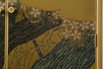 中古　最高級品　宝石象嵌工芸品　光泉　光雲　蒔絵　圧巻!色とりどりの輝きを放つ宝石が空間を華やかに彩る整理タンス(着物箪笥、引き出し、チェスト、収納箪笥)(R-054428)