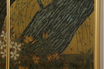 中古　最高級品　宝石象嵌工芸品　光泉　光雲　蒔絵　圧巻!色とりどりの輝きを放つ宝石が空間を華やかに彩る整理タンス(着物箪笥、引き出し、チェスト、収納箪笥)(R-054428)