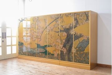 中古　最高級品　宝石象嵌工芸品　光泉　光雲　蒔絵　圧巻!色とりどりの輝きを放つ宝石が空間を華やかに彩る整理タンス(着物箪笥、引き出し、チェスト、収納箪笥)(R-054428)