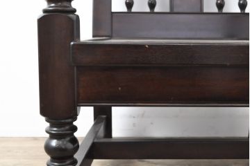 中古　松本民芸家具　上品な佇まいが魅力のD型布張り椅子(定価約27万円)(アームチェア、1人掛けソファ)(R-054434)