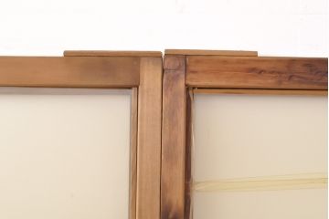 アンティーク建具　レトロなダイヤガラス入り　古い木製のガラス戸4枚セット(引き戸、仕切り戸)(R-054435)