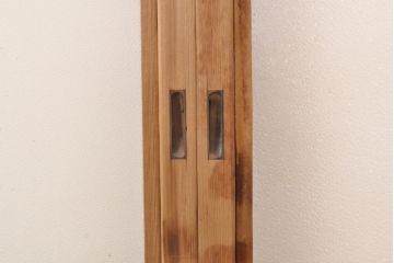アンティーク建具　レトロなダイヤガラス入り　古い木製のガラス戸4枚セット(引き戸、仕切り戸)(R-054435)