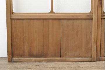 アンティーク建具　レトロなダイヤガラス入り　古い木製のガラス戸4枚セット(引き戸、仕切り戸)(R-054435)
