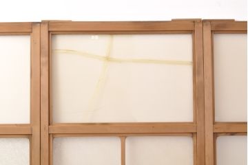 アンティーク建具　レトロなダイヤガラス入り　古い木製のガラス戸4枚セット(引き戸、仕切り戸)(R-054435)