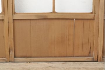 アンティーク建具　レトロなダイヤガラス入り　古い木製のガラス戸4枚セット(引き戸、仕切り戸)(R-054435)